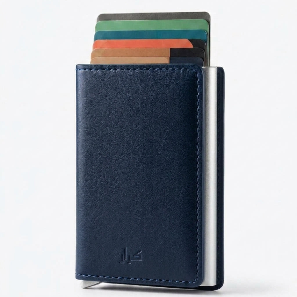 PU Leather Wallet & Aluminium Pop Up Card Holder