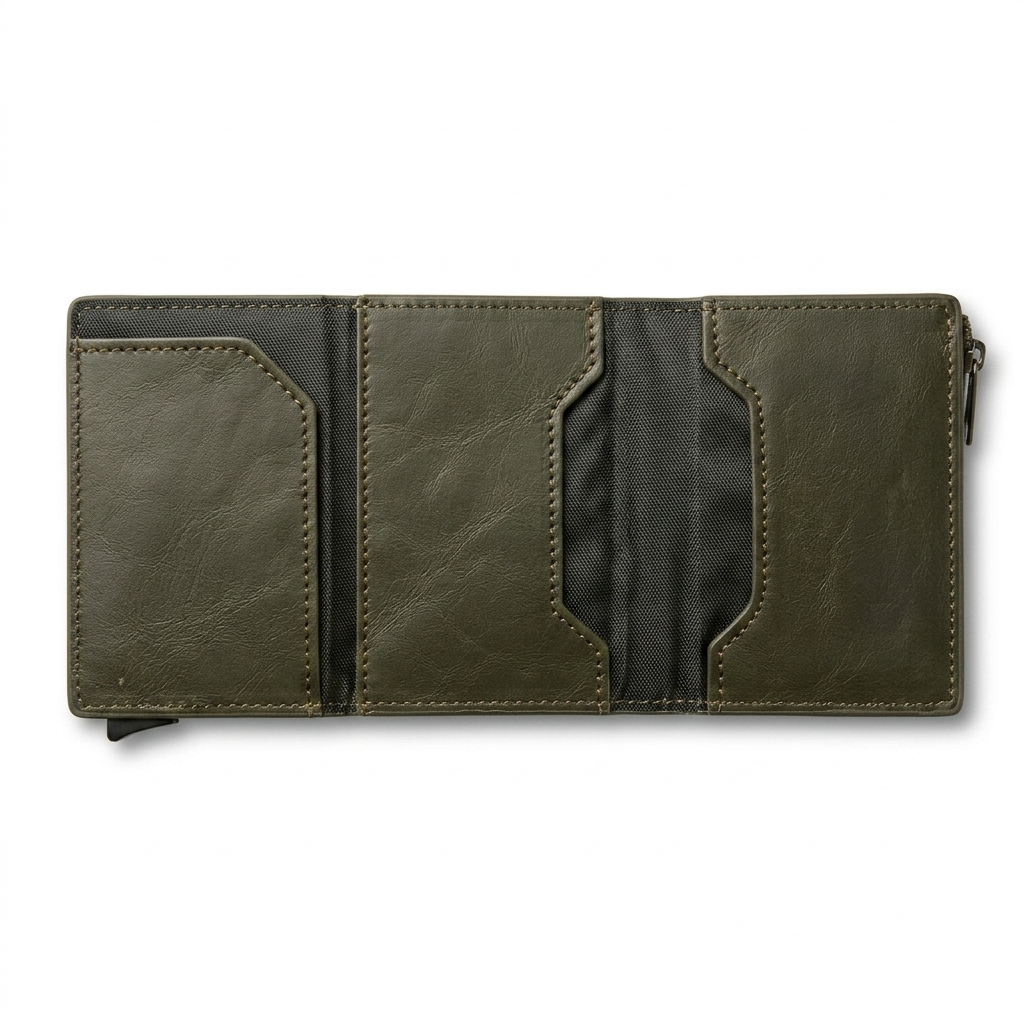 Magnetic Popup Wallet with Cash Pocket & Zipper Coin