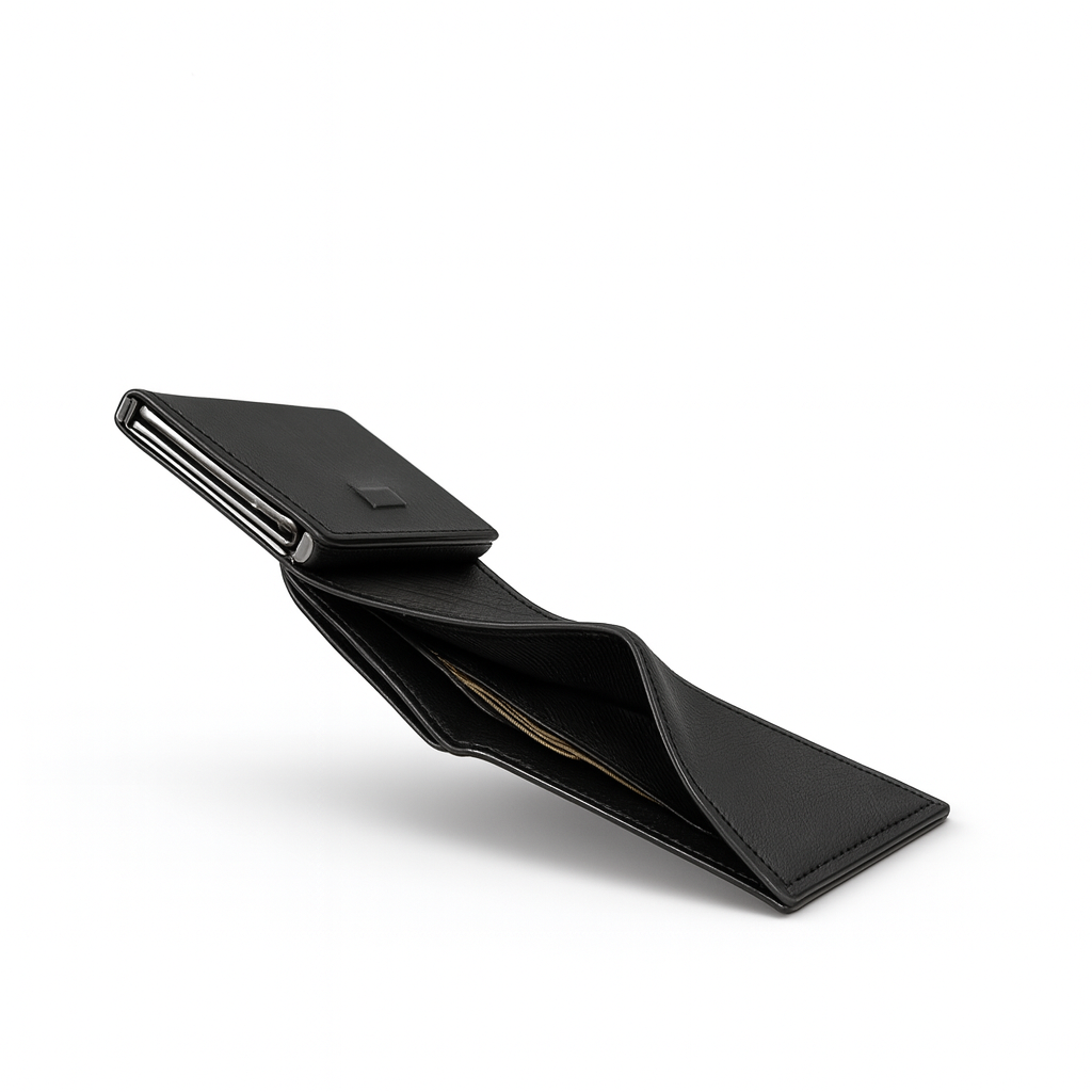 Pure Leather Pop-Up Wallet with Magnetic Closure