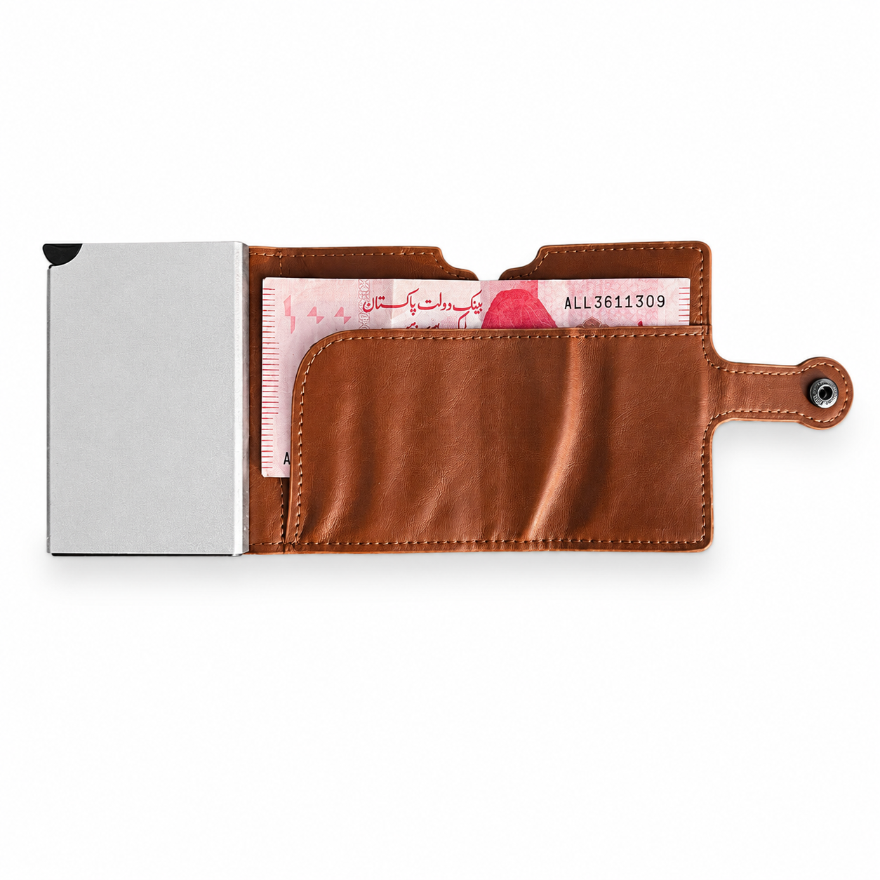 Popup Strap Wallet with Cash Pocket & Zipper Coin