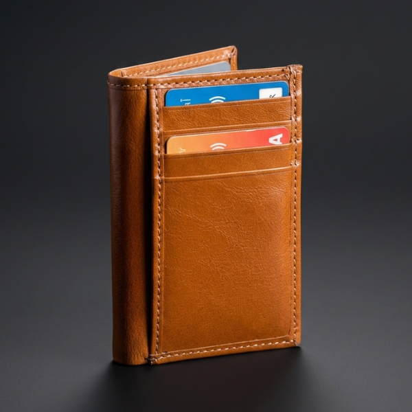 SnapLock leather bifold wallet Pakistan snap closure detail
