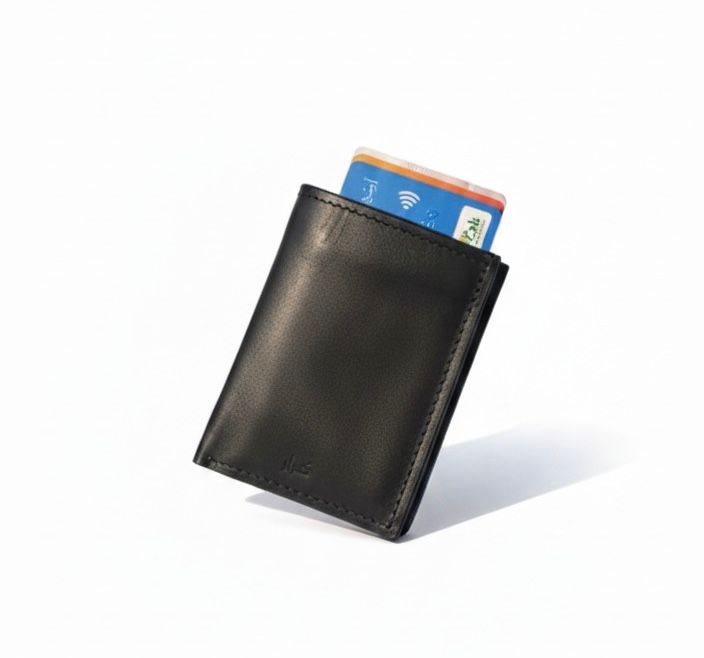 Pure Leather Pop-Up Wallet with Magnetic Closure