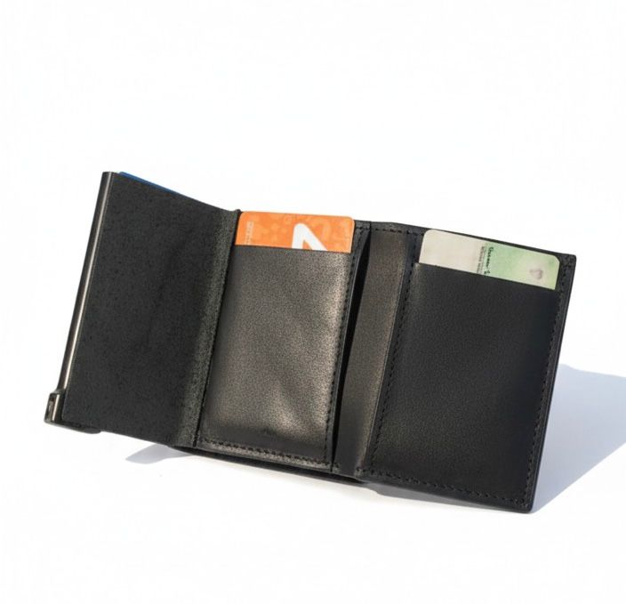 Pure Leather Pop-Up Wallet with Magnetic Closure