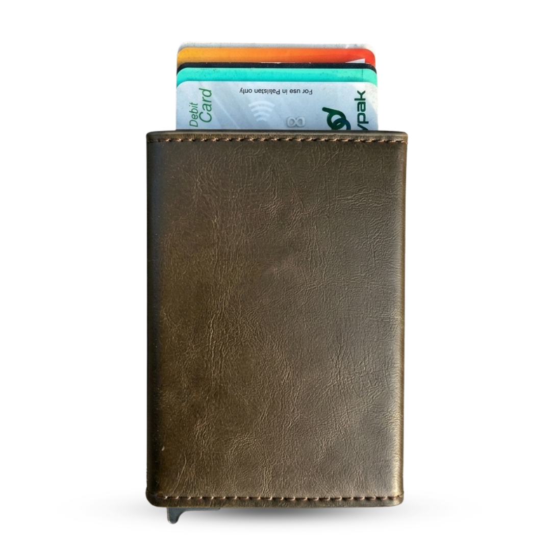 PU Leather Wallet & Pop Up Card holder Magnetic Closure & Coin Zipper