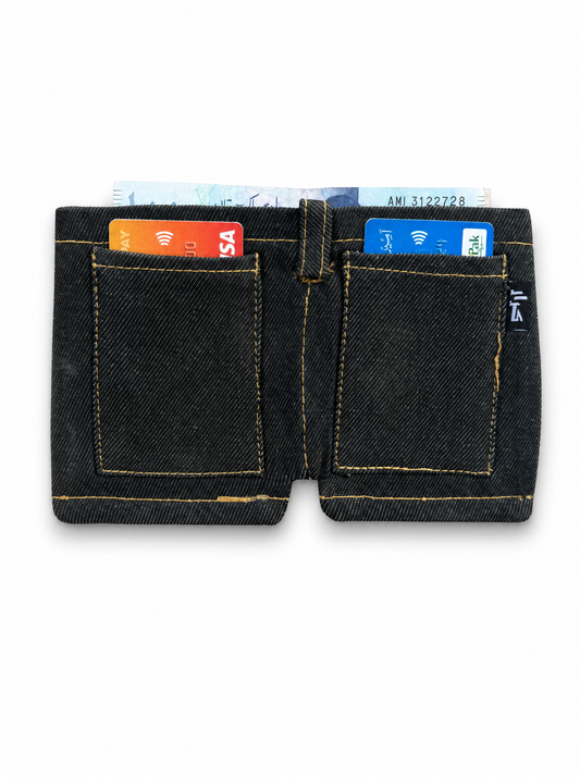 Denim Card Wallet — Slim Bifold Card Holder