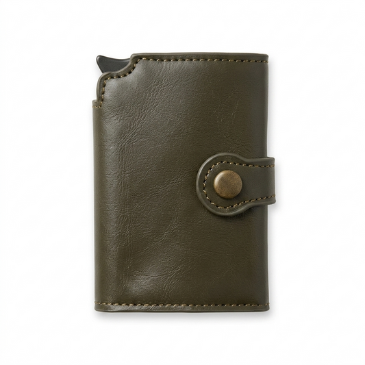 Popup strap wallet dark coffee Pakistan front view